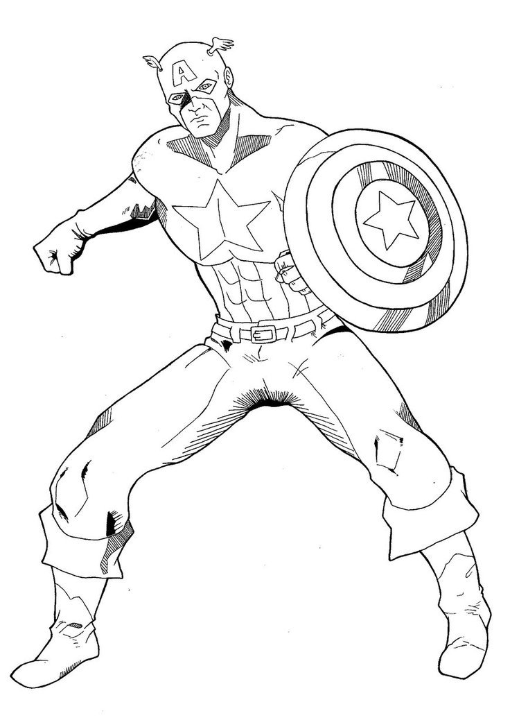 Мстители раскраска Капитан Америка