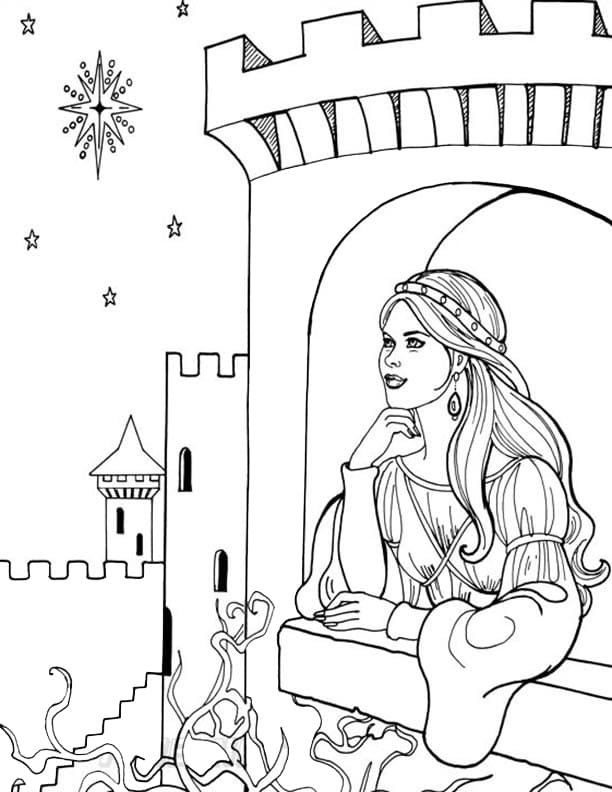Принцесса в замке рисунок
