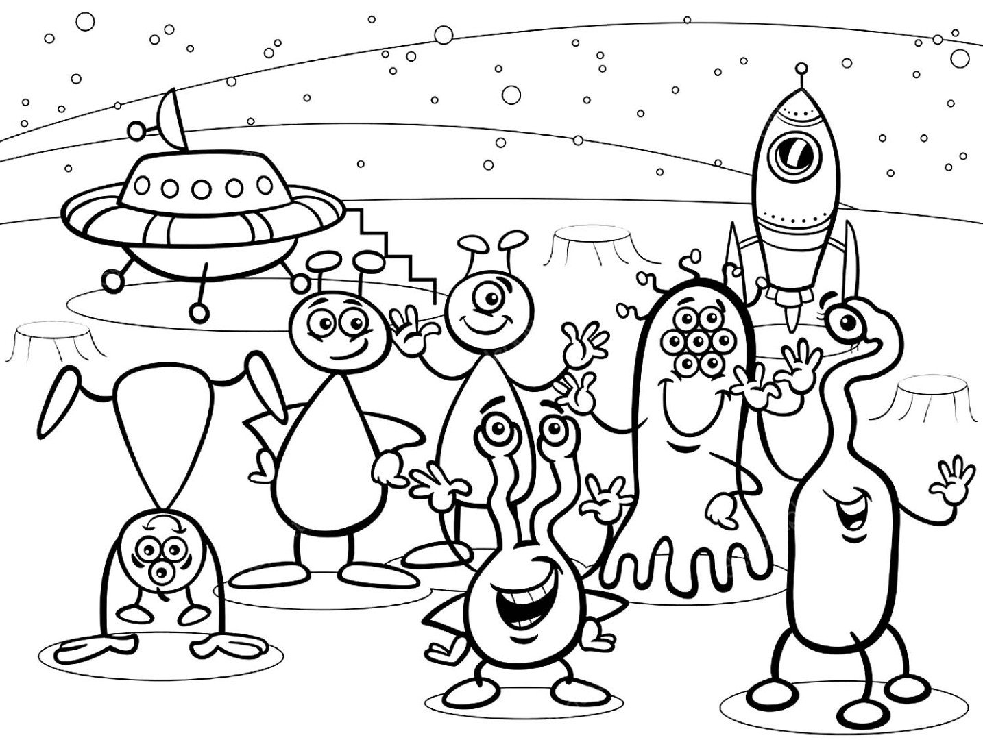 Раскраска космос инопланетяне для детей