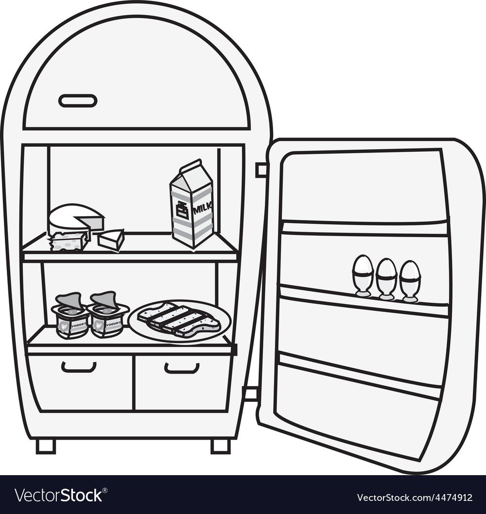 Раскраска холодильник открытый