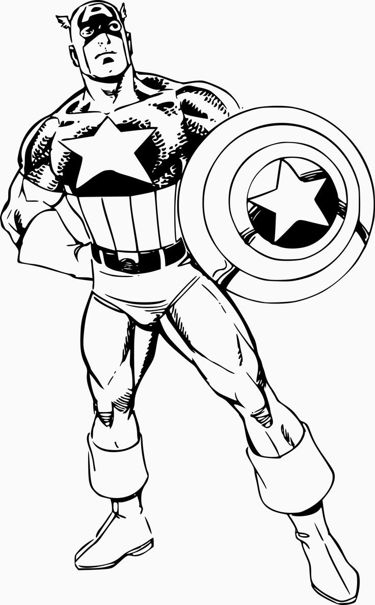 Раскраска Супергерой Капитан Америка