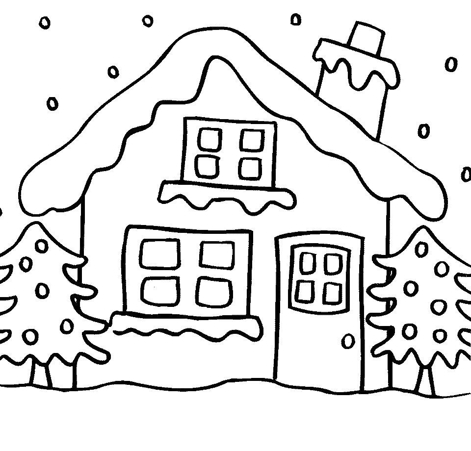 Зимний домик раскраска для детей