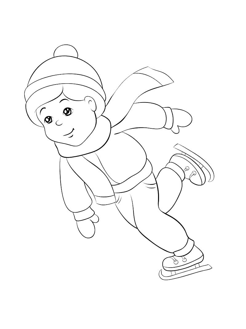 Мальчик на коньках раскраска