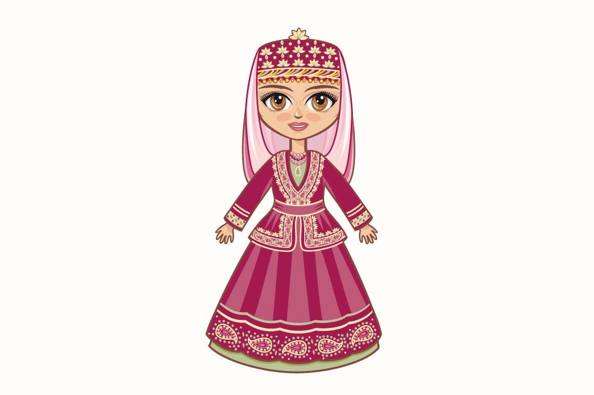 Кукла в татарском национальном костюме рисование