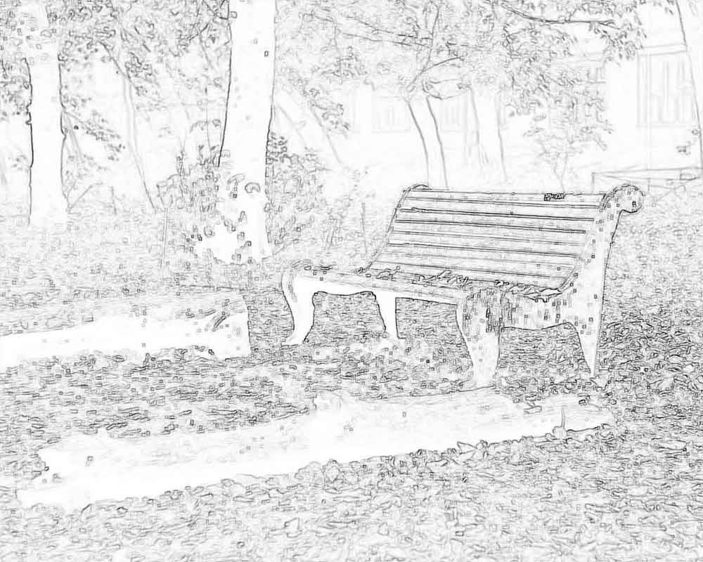 Раскраска скамейка в парке