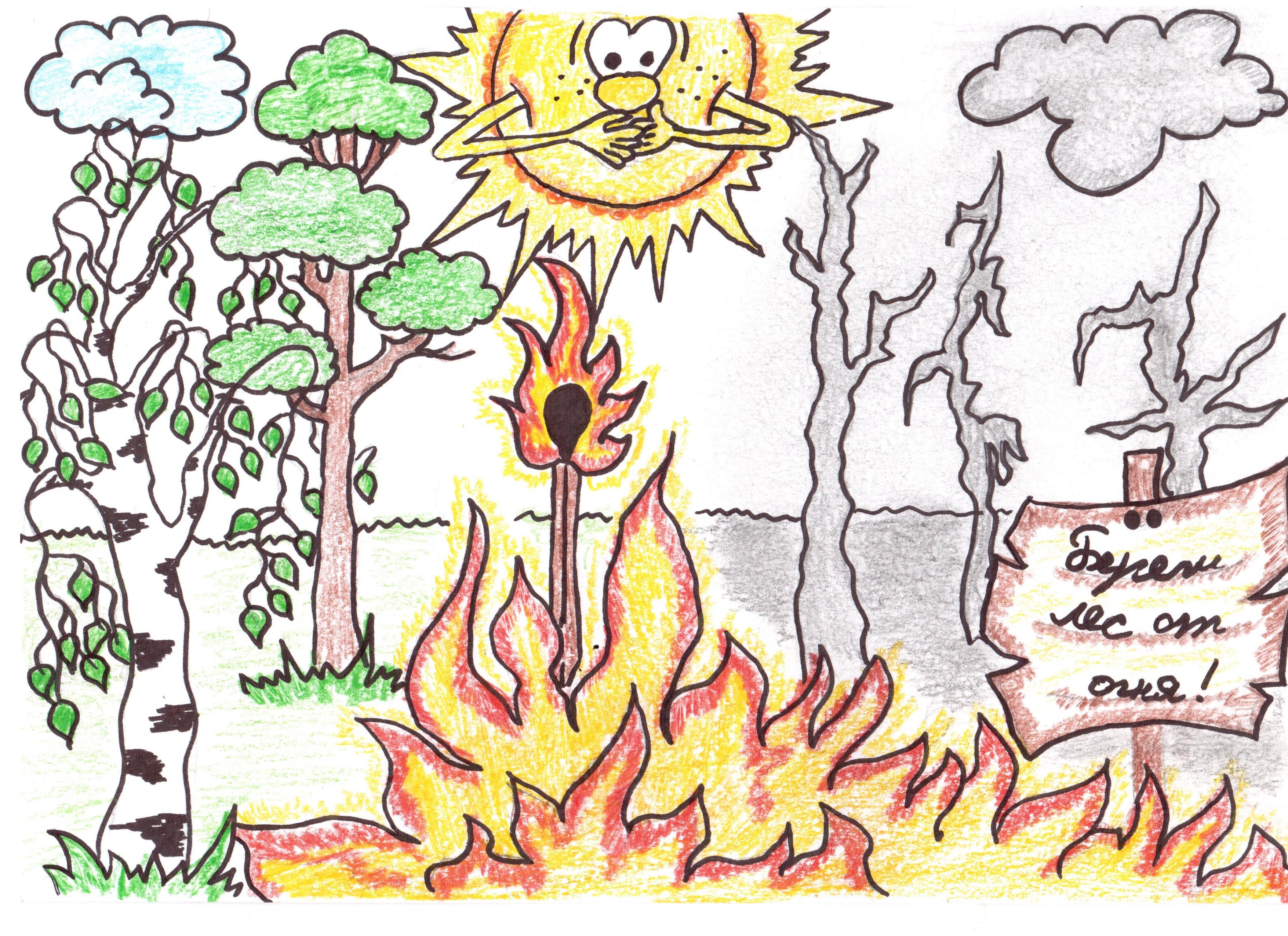 Рисунок на тему осторожно огонь