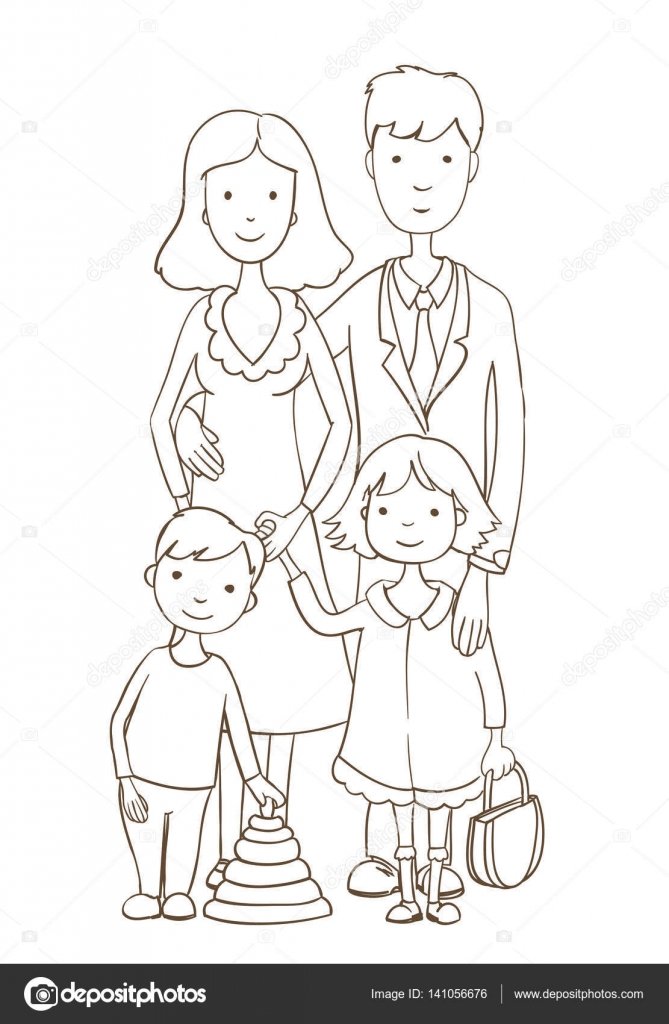 Папа мама мальчик сестра. Раскраска семья. Семья рисунок. Семья рисунок карандашом. Рисунок для раскрашивания семья.