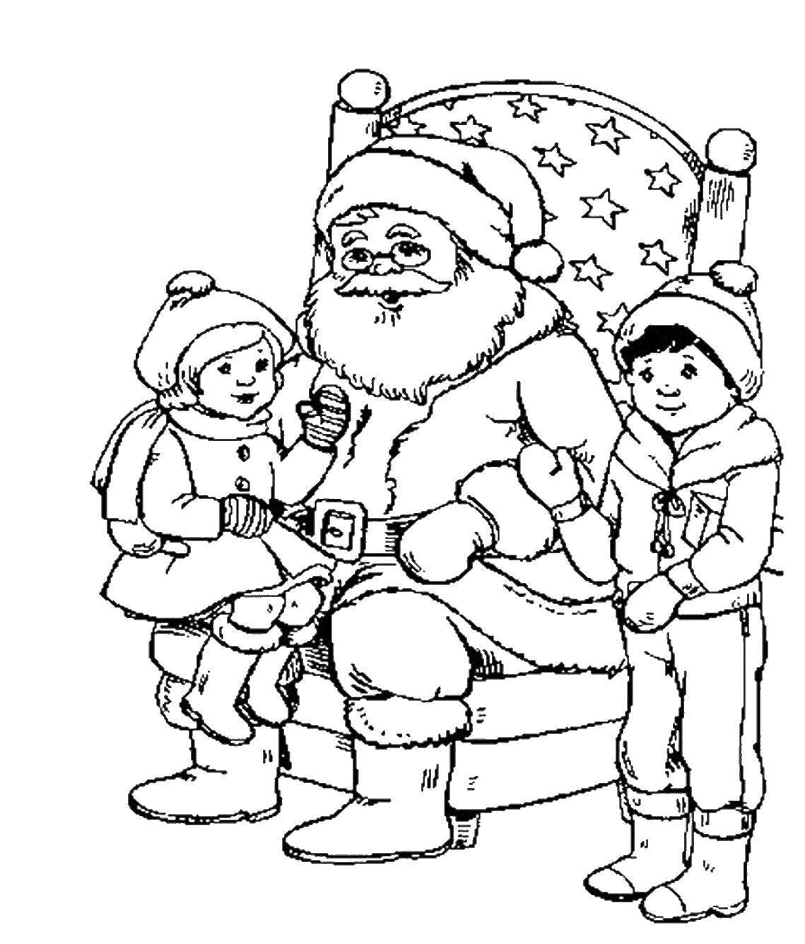 Раскраска для мальчиков дед Мороз и Снегурочка