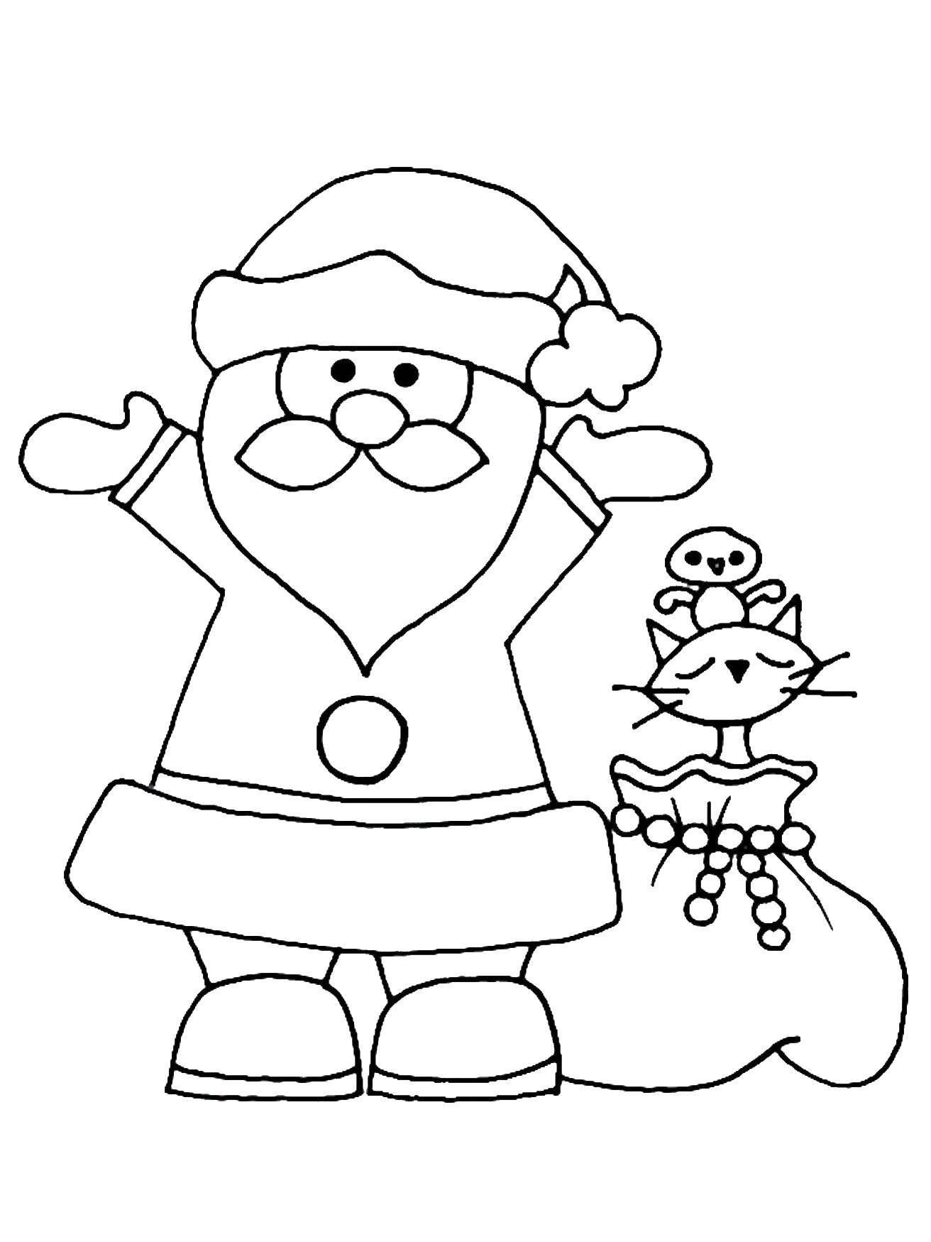 Санта Клаус раскраска для детей
