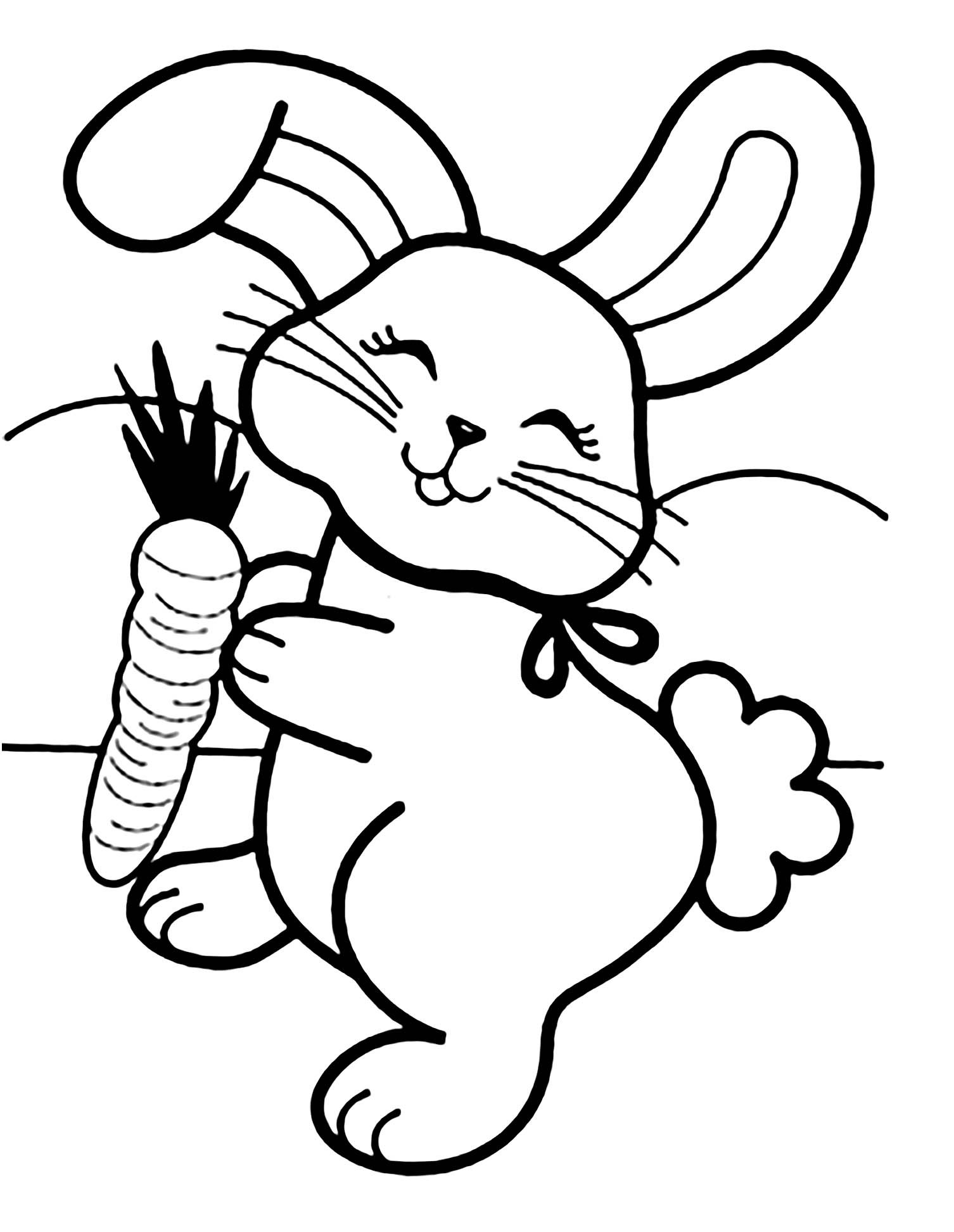 Кролик с морковкой раскраска для детей