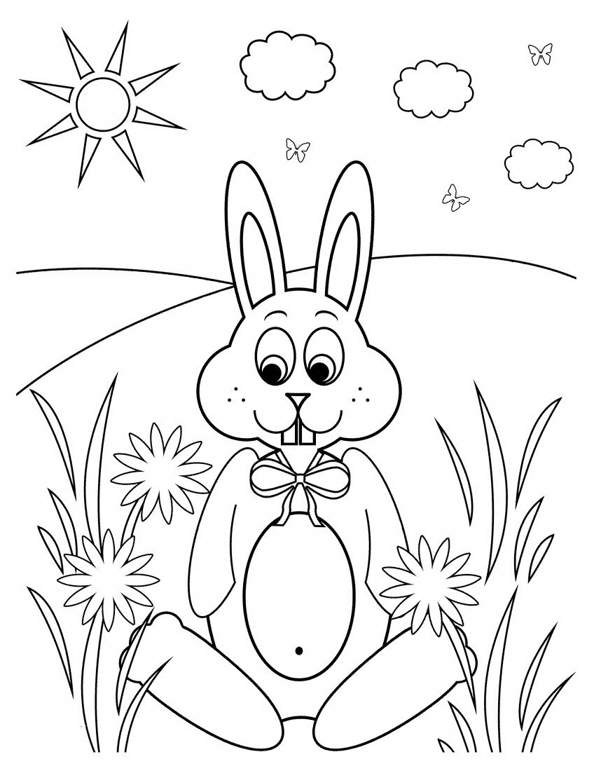 Заяц рисунок для детей раскраска