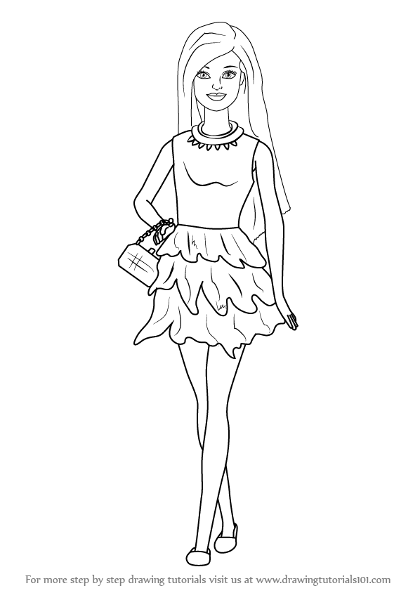Раскраска Барби в платье. Раскраска девушка в платье. Раскраска девочка в платье. Раскраска платье для куклы. Девочки карандашом в полный рост