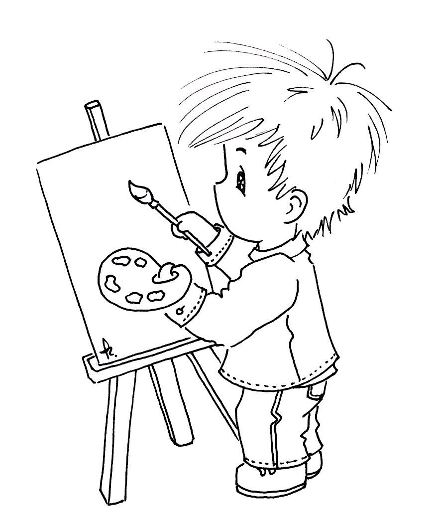 Раскраска профессия художник для детей