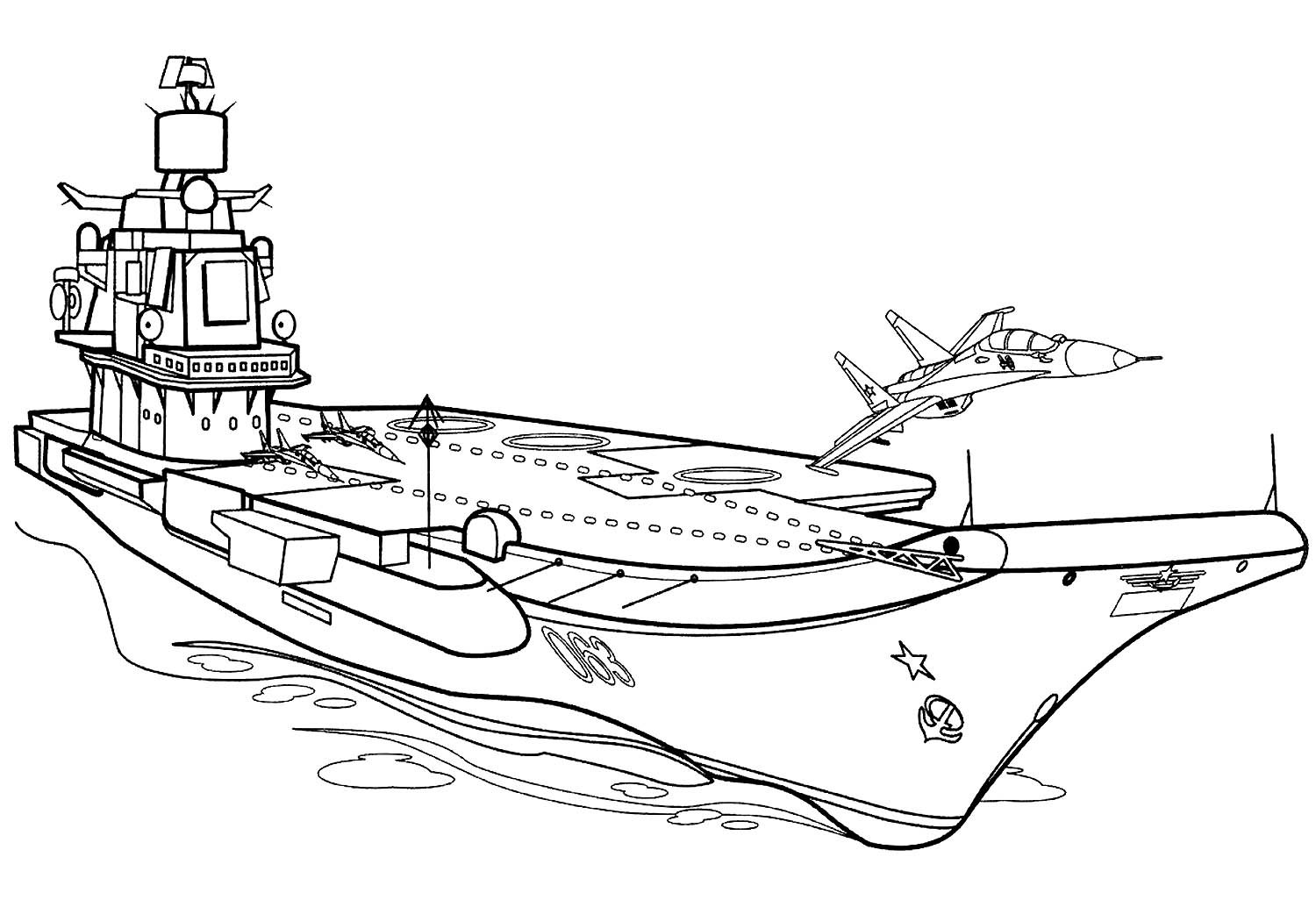 Раскраска военный корабль авианосец