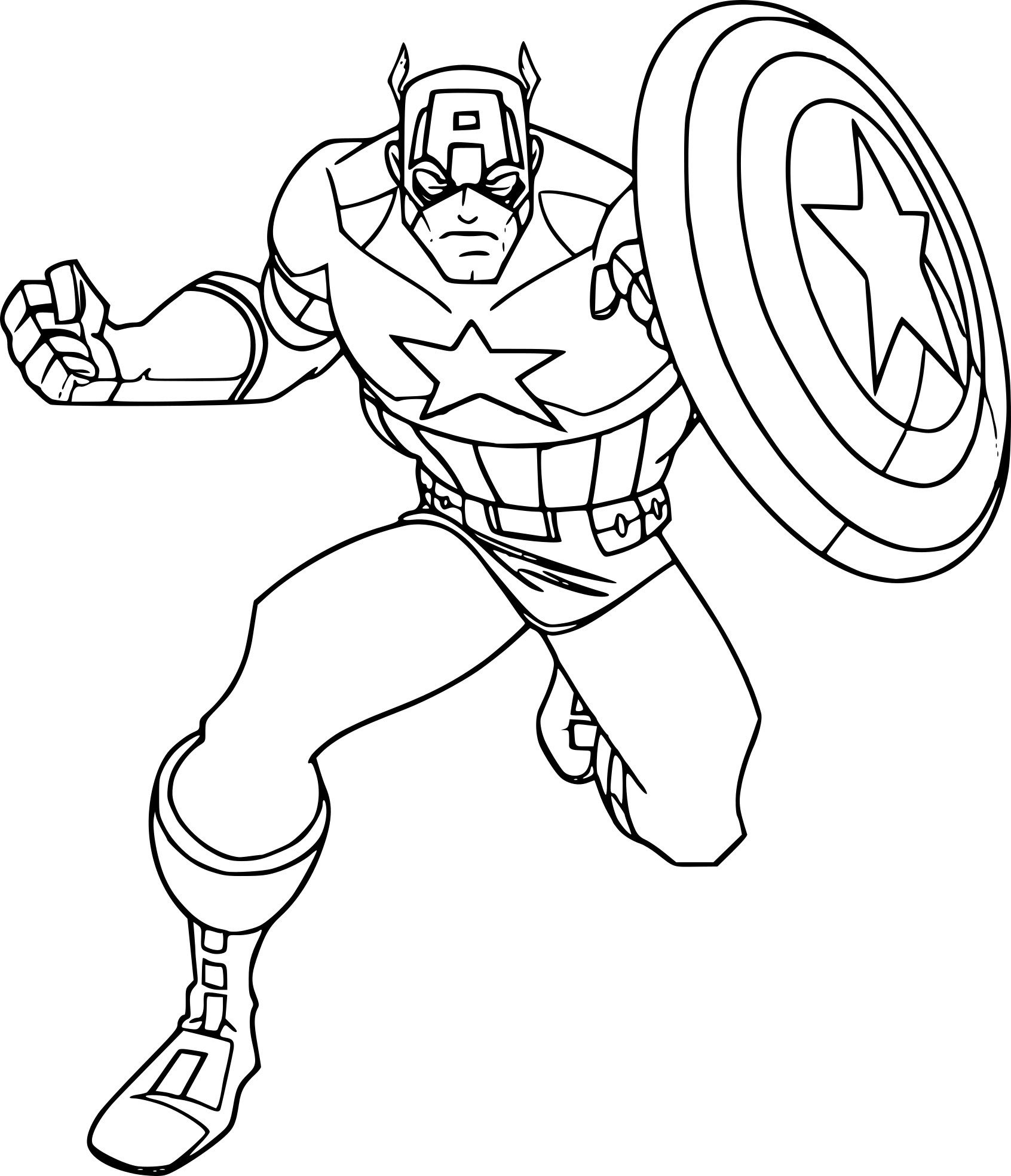 Раскраска Супергерои Марвел Капитан Америка