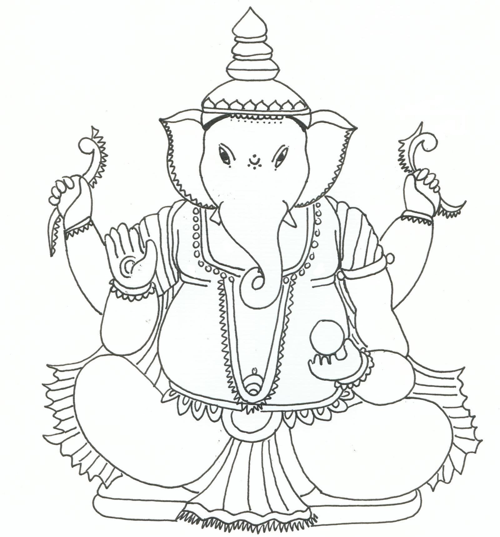 Индийский Бог Ганеша рисунок