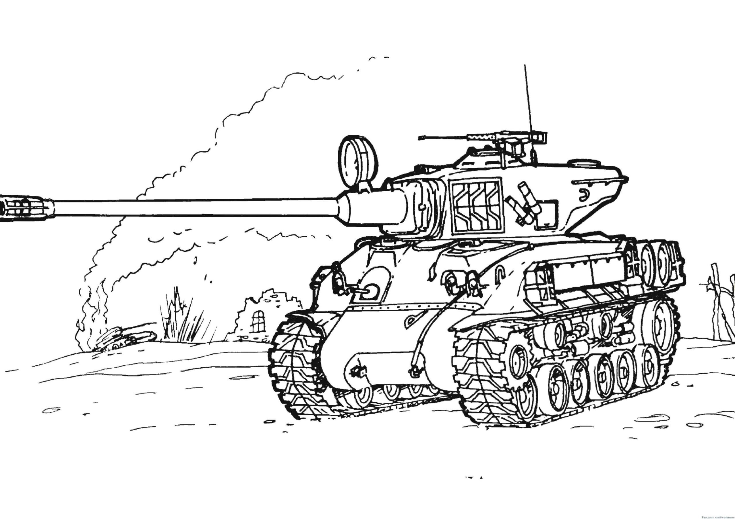 Раскраска танк т34 Военная техника