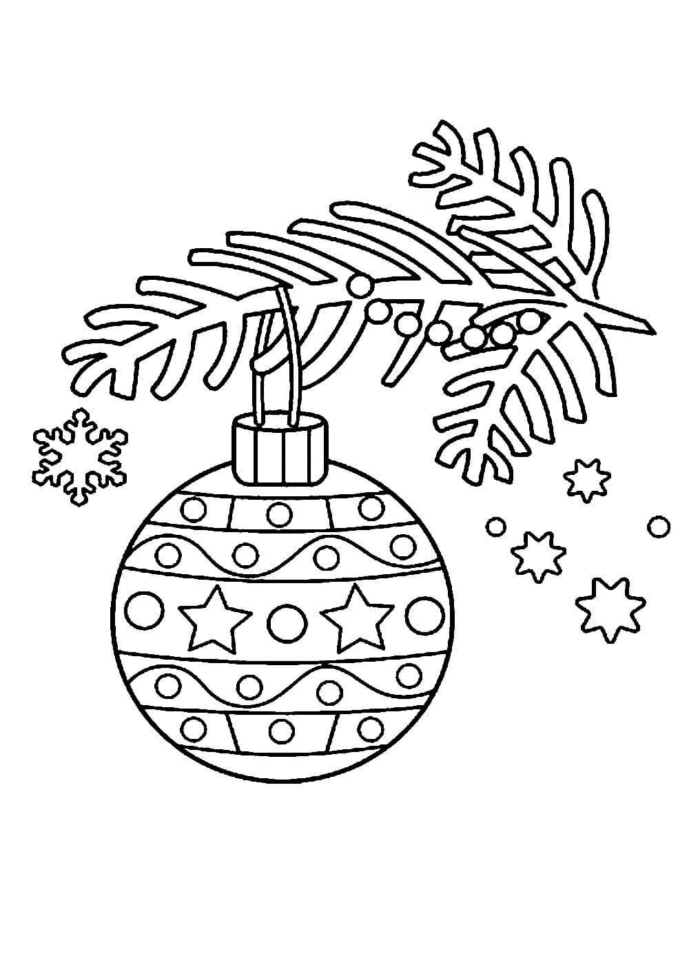 Раскраска еловая ветка новогодней елки распечатать на А4 бесплатно