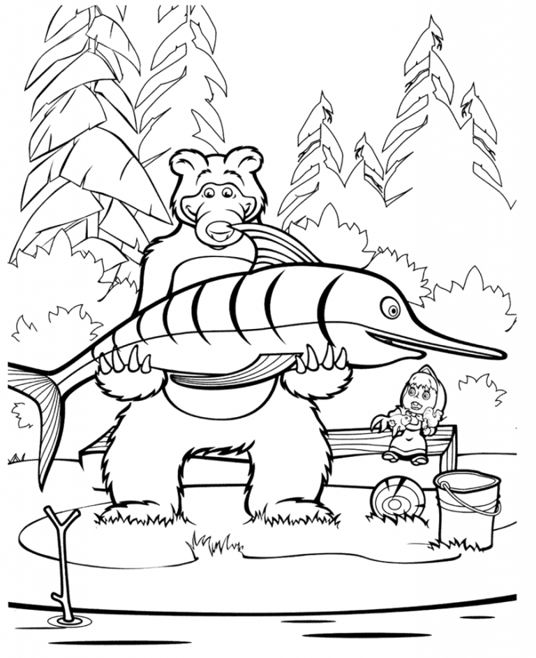 Раскраска Маша и медведь Ловись рыбка. Раскраска. Маша и медведь. Медведь раскраска для детей. Раскраски для мальчиков Маша и медведь. Раскраски маша и медведь распечатать формат а4