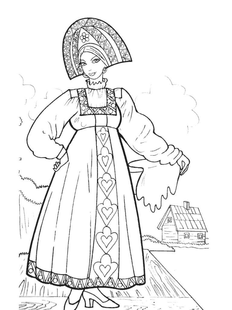 Рисовать русский народный костюм
