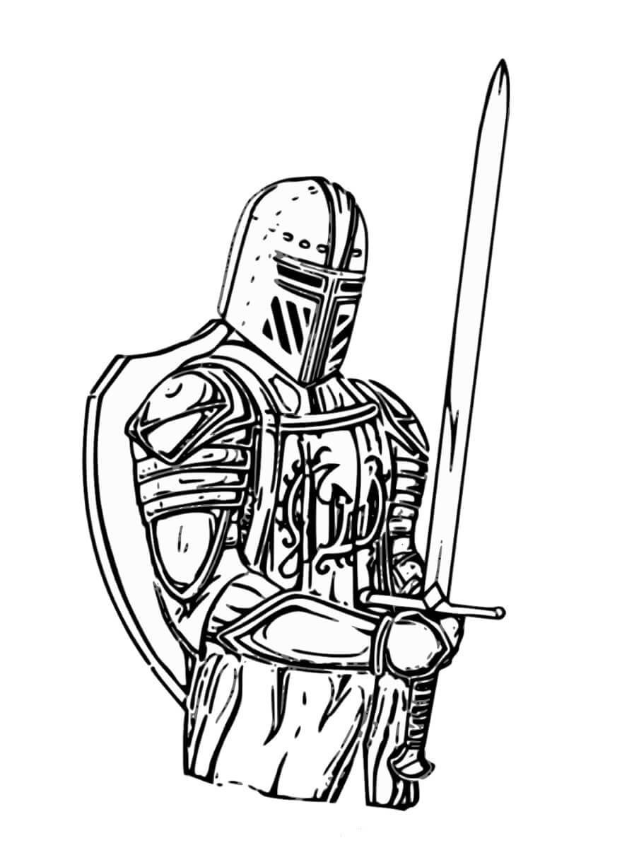 Средневековый рыцарь раскраска