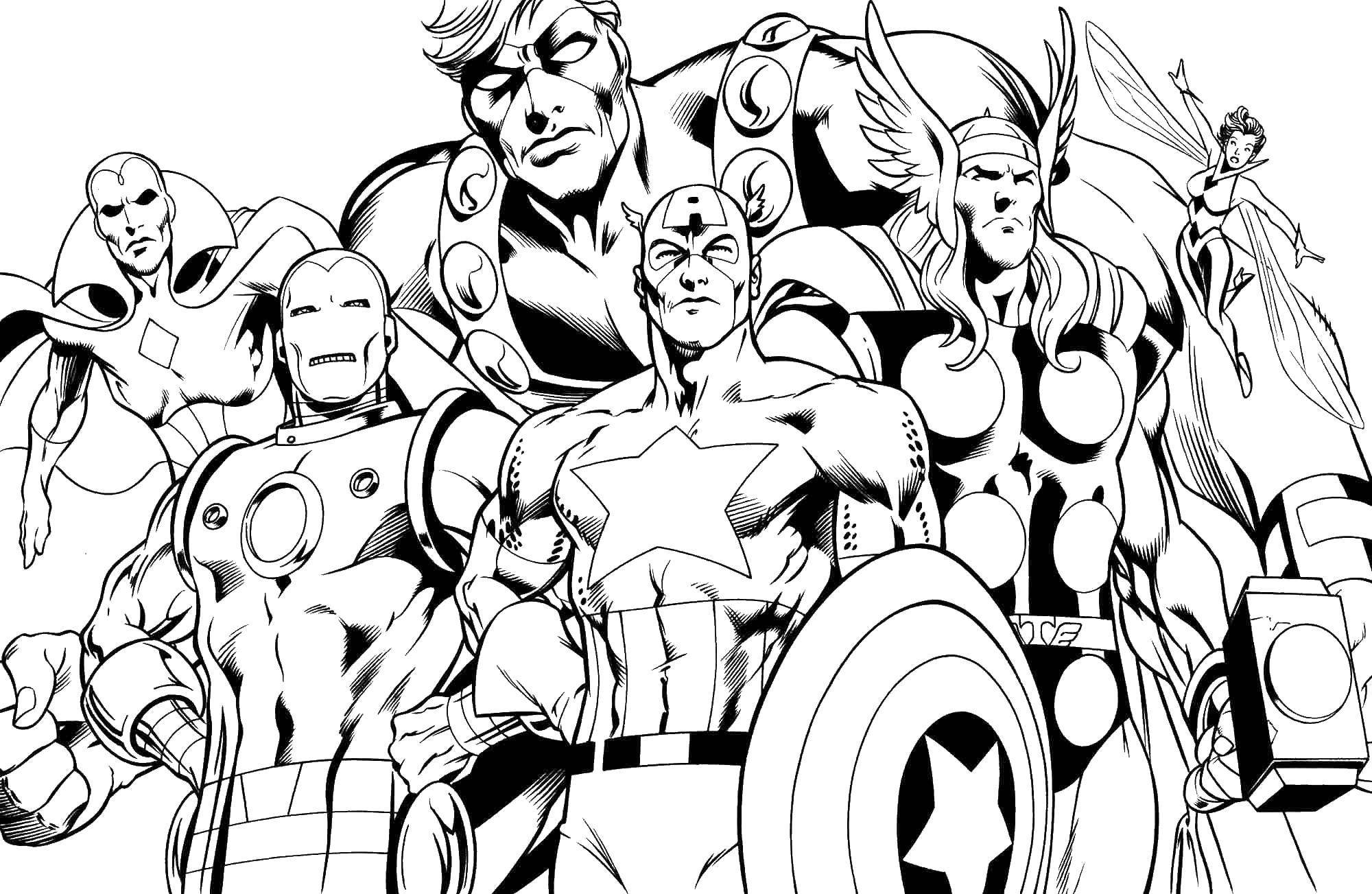Раскраска Марвел Супергерои Мстители