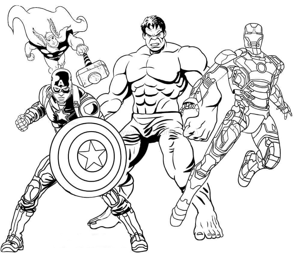 Раскраска Марвел Супергерои Мстители