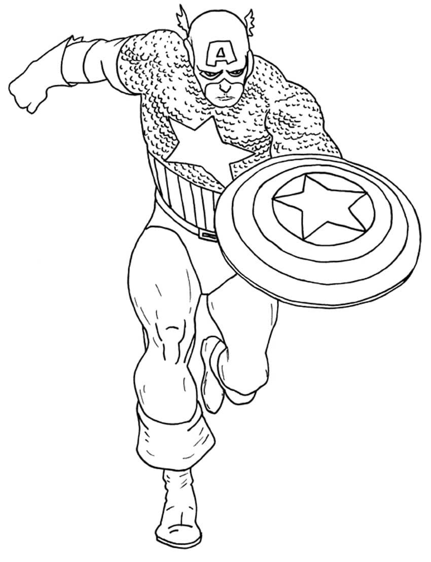 Раскраски супергероев Капитан Америка