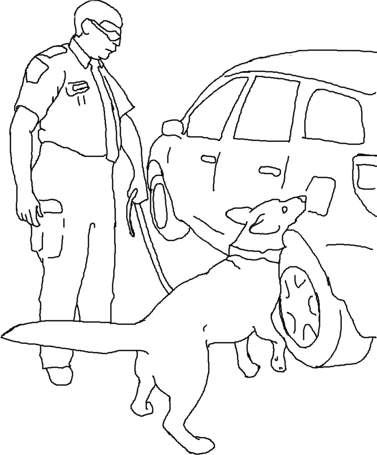Полицейская собака раскраска