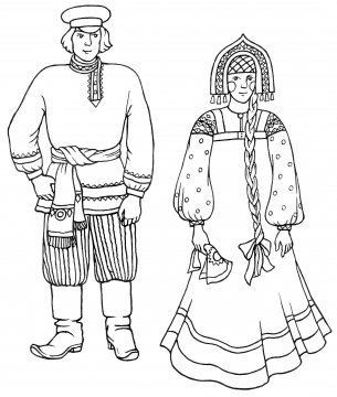 Русский народный костюм трафарет