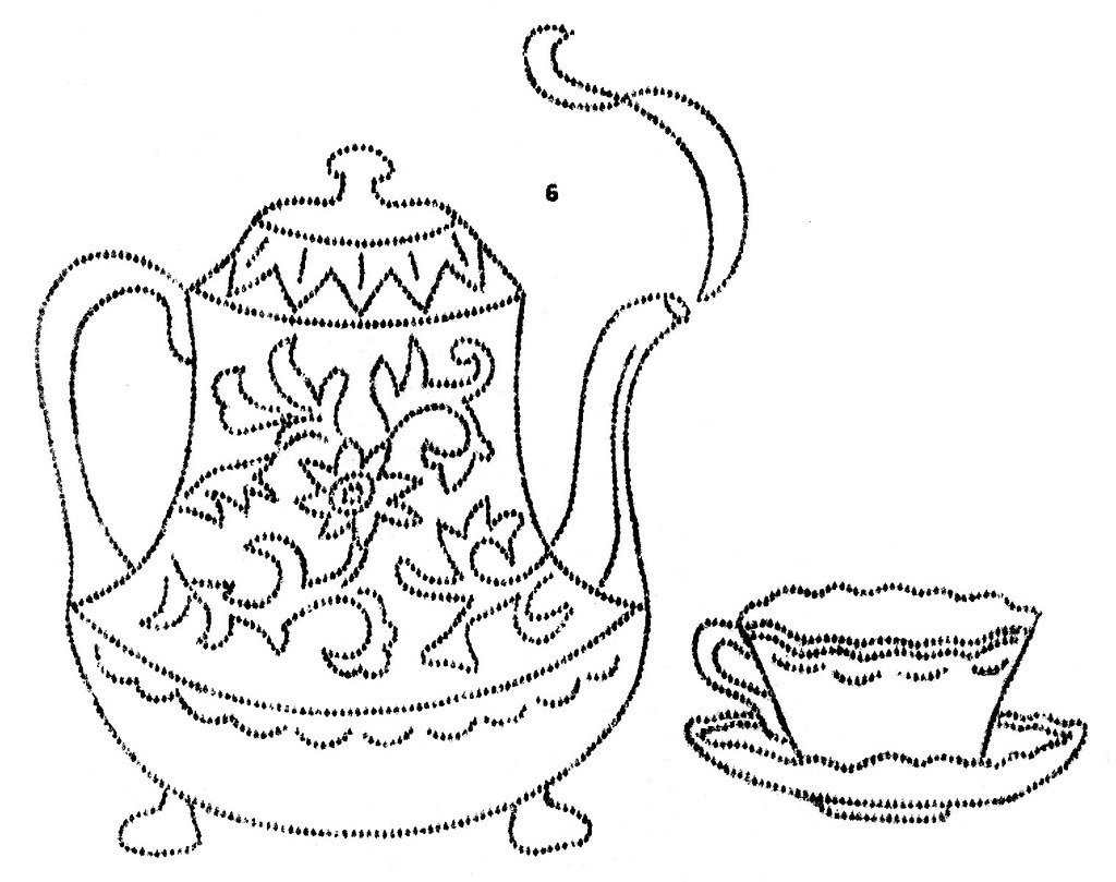 Раскраска чайник и чашка для детей