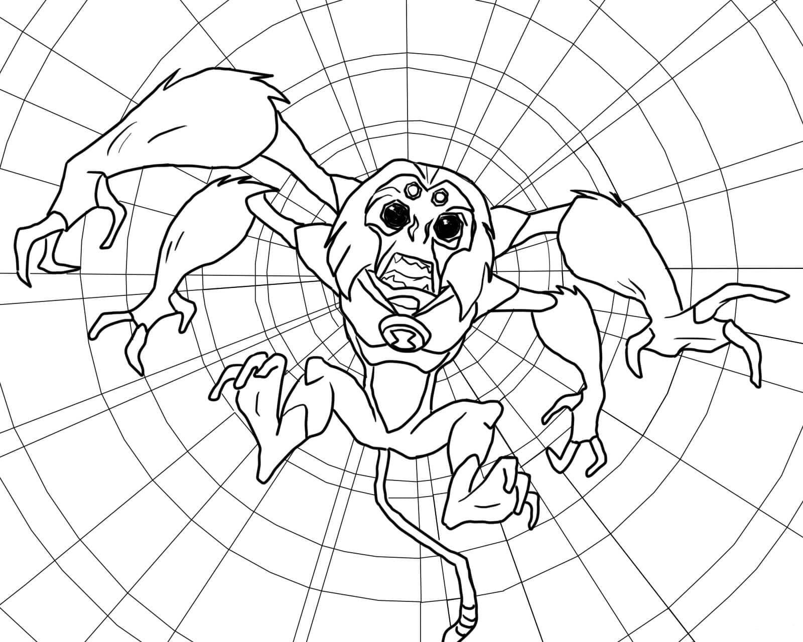 Раскраска Бен 10 обезьяна паук