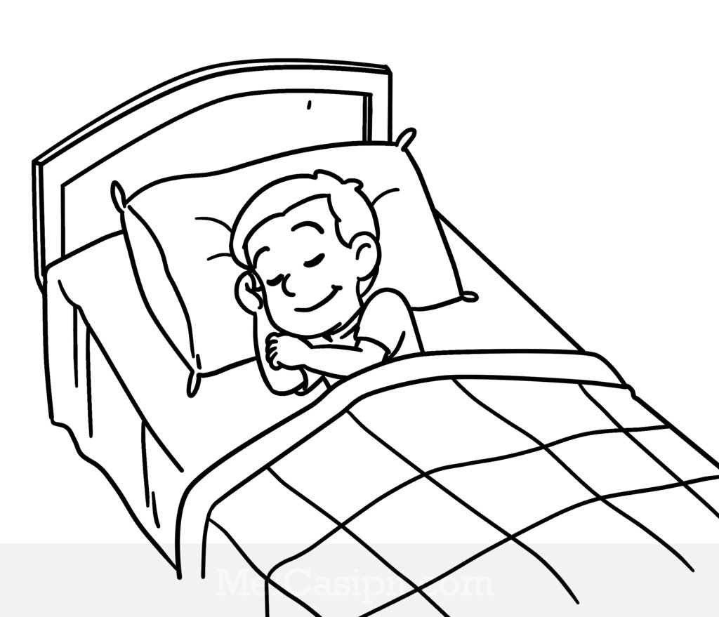 раскраска Младенец мирно спала в своей кроватке поездки или младенческой кровать