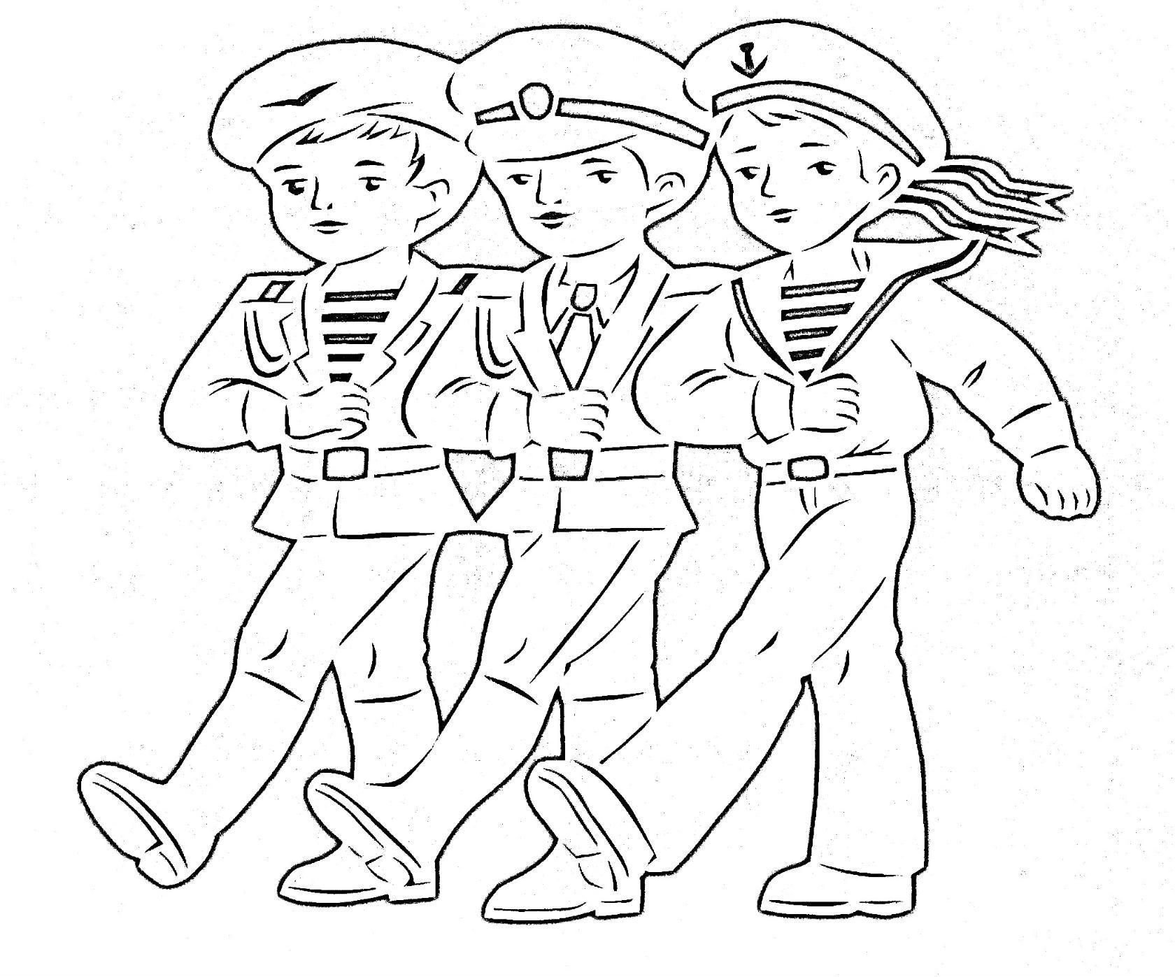 Дети военных раскраска для детей