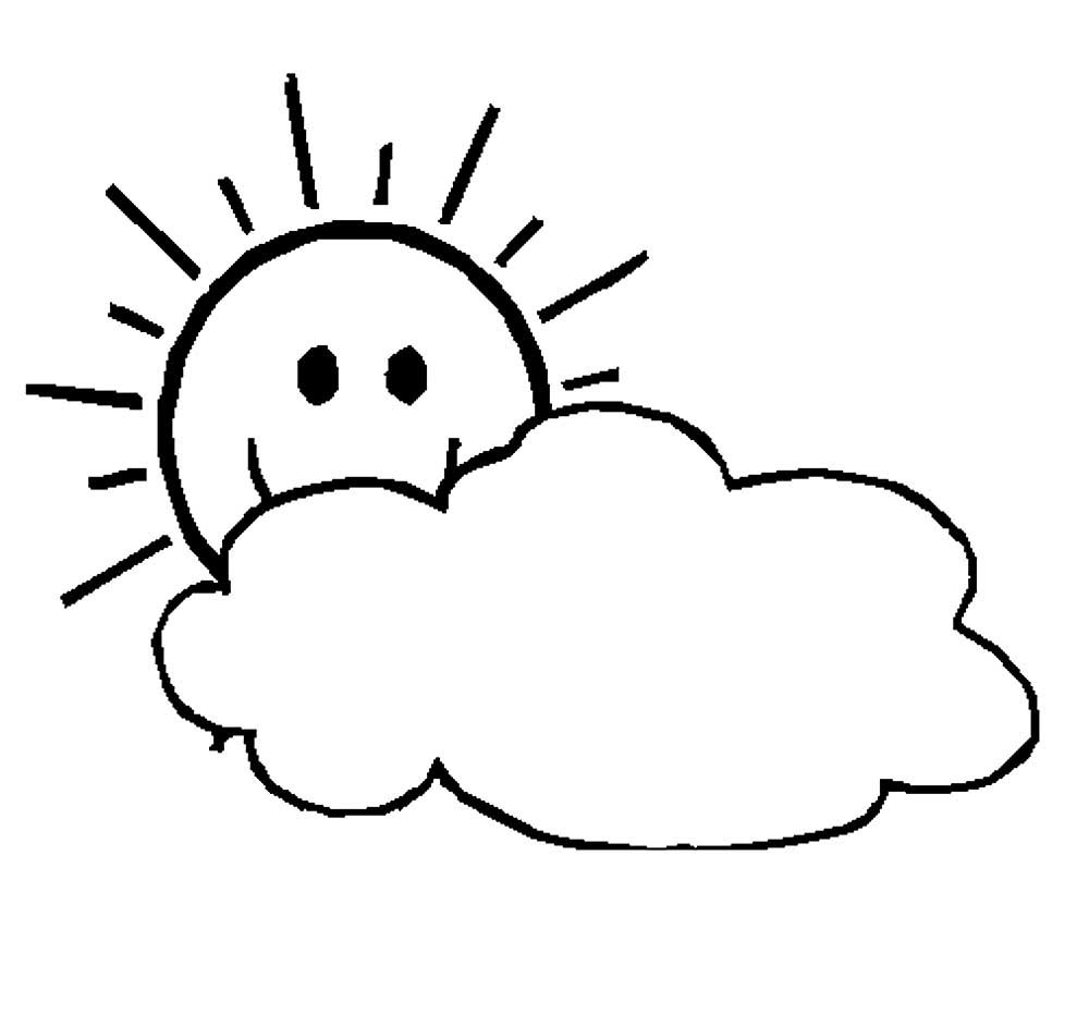 Раскраска солнышко с облаками для детей