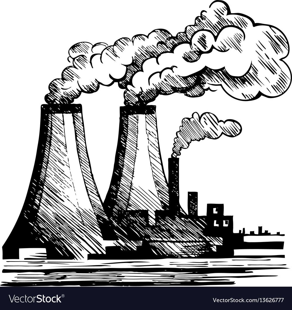 Иллюстраций черно белые загрязнение воздуха