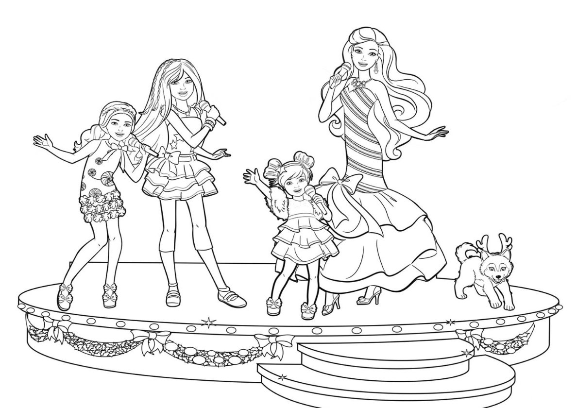Раскраска Барби семья