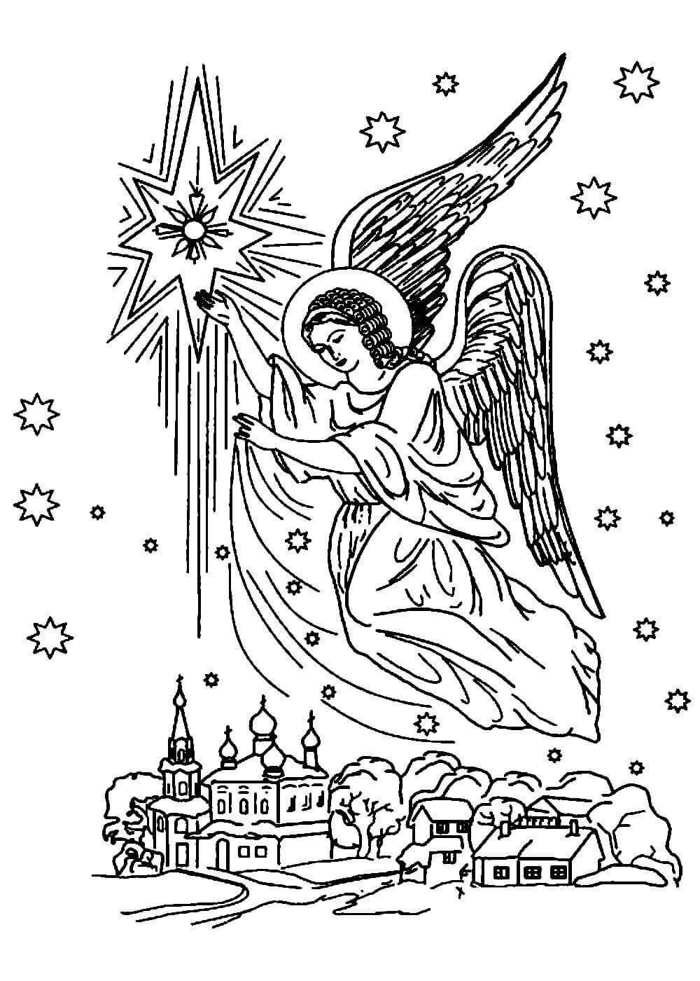 Ангел Рождества раскраска