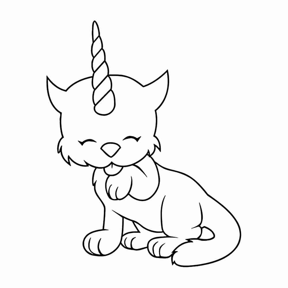 Кошка Единорог раскраска