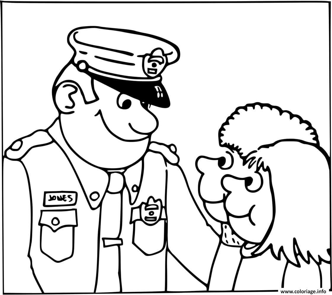 Разукрашки полицейский с детьми