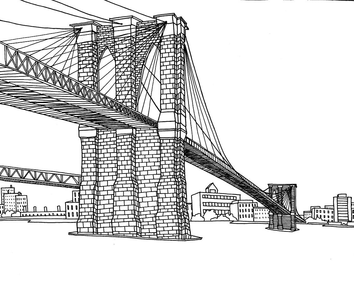 Бруклинский мост Нью-Йорк раскраска
