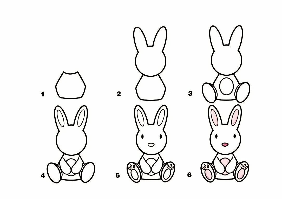 Этапы рисования зайца