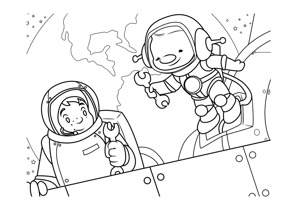 Разукрашка день космонавтики