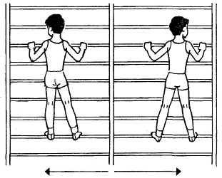 Лазание по гимнастической стенке приставным шагом
