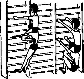 Графические изображения гимнастических упражнений на стенке