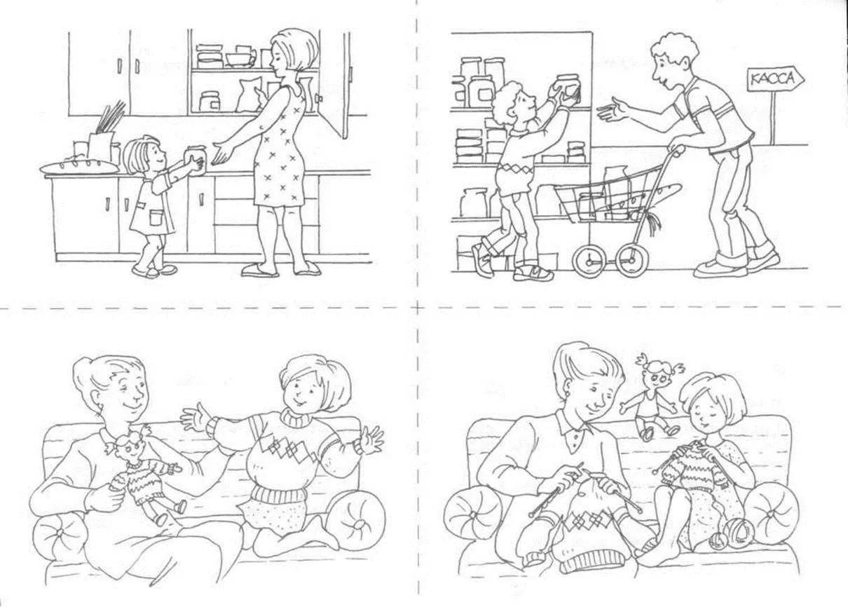 Задания про маму. Сюжетные картины для детей. Сюжетный рисунок для детей. Сюжетные картинки для раскрашивания. Раскраски для малышей сюжетные.