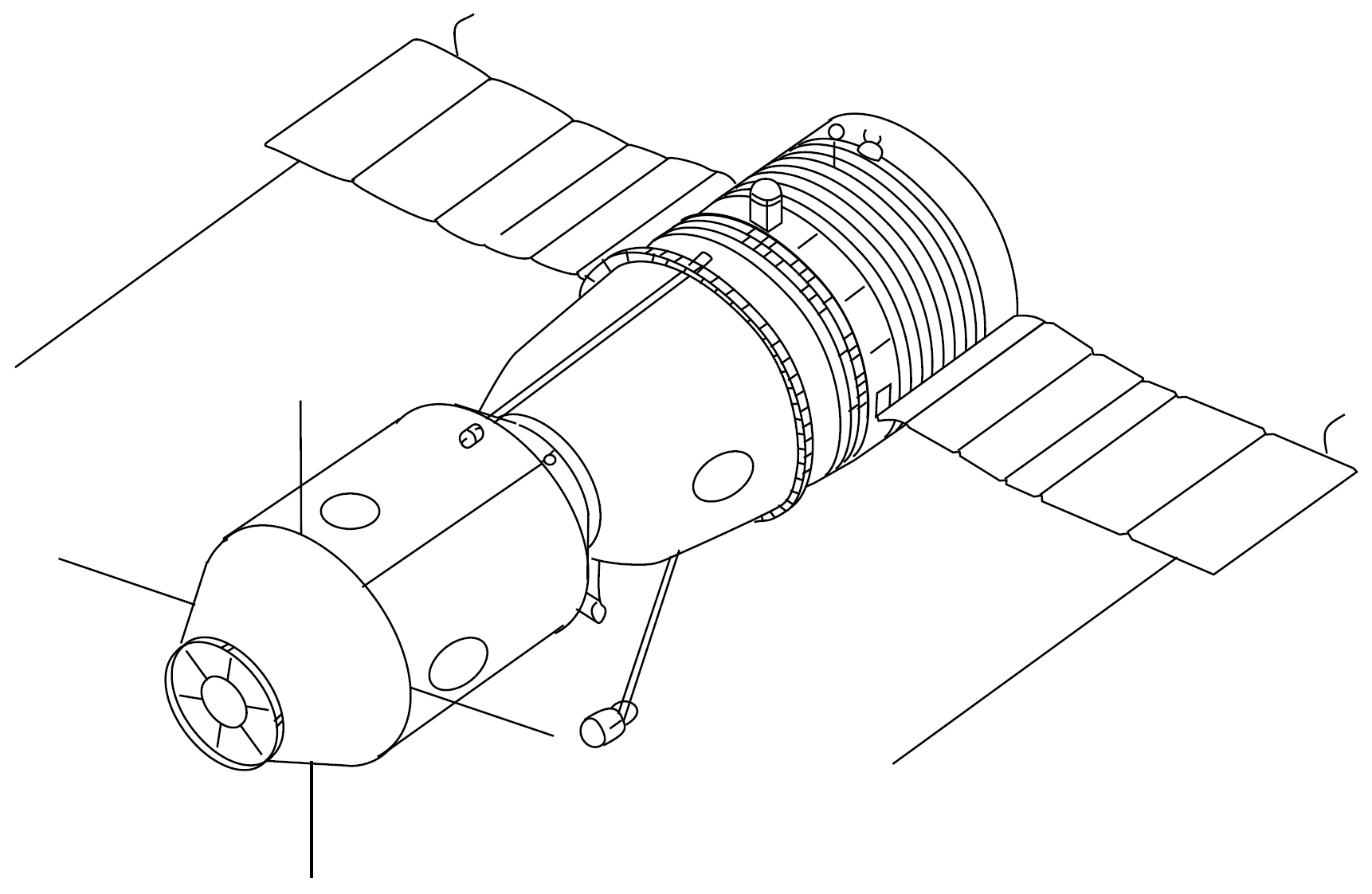 Рисунок спутника в космосе. Космический корабль Союз «Союз» 7к-ок. МКС вид сбоку чертеж. Летательные межконтинентальные космические аппараты. Космический аппарат Союз чертеж.