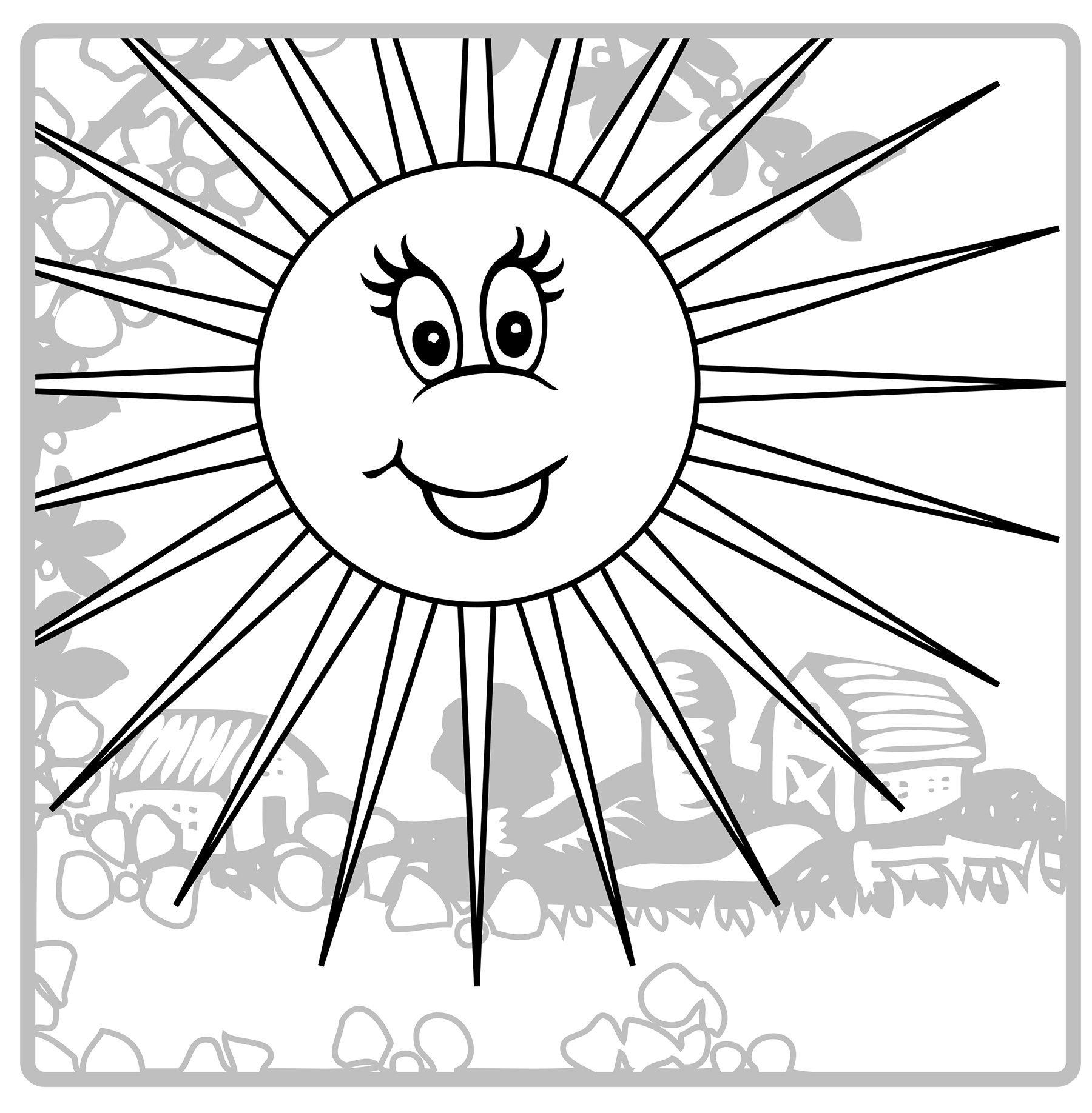 Раскраска лучики солнца для детей