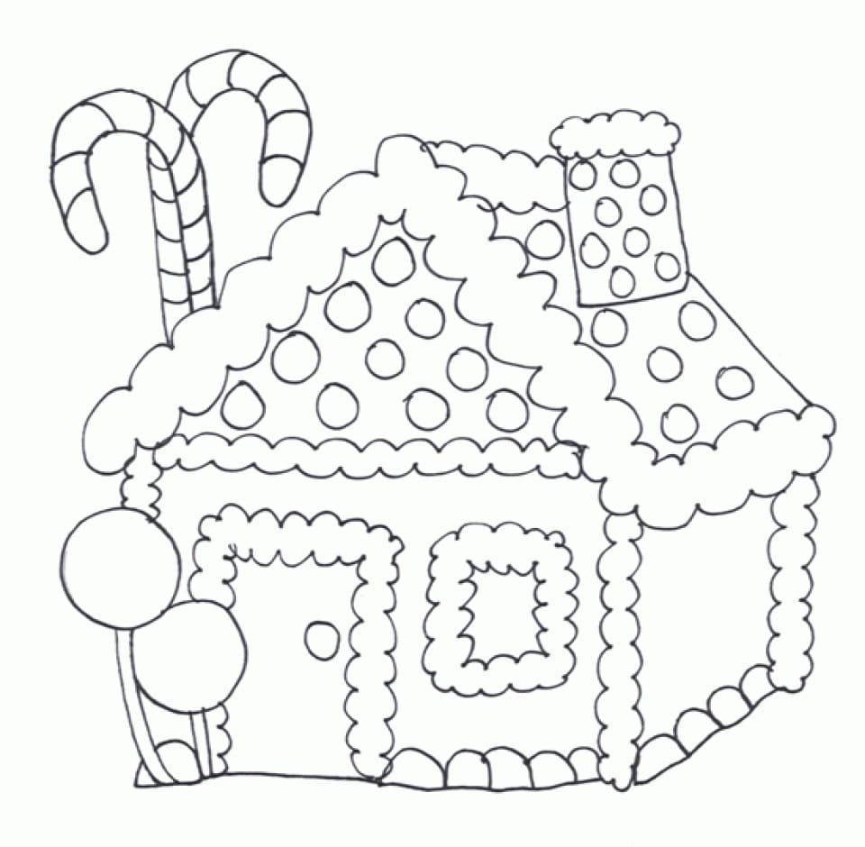 Пряничный домик раскраска для детей