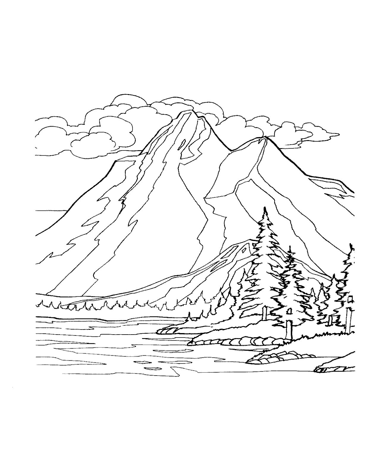 Раскраска природа горы